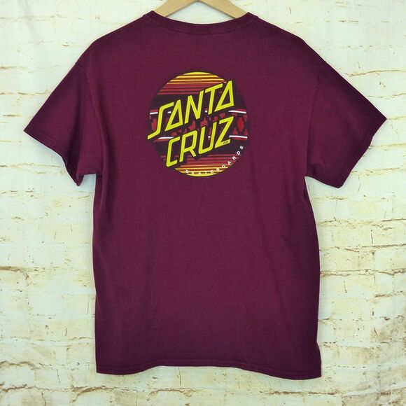 Santa Cruz Skateboards Shirt Mens L Burgundy Classic Dot Graphic Tee Skate 90s - Picture 2 of 12